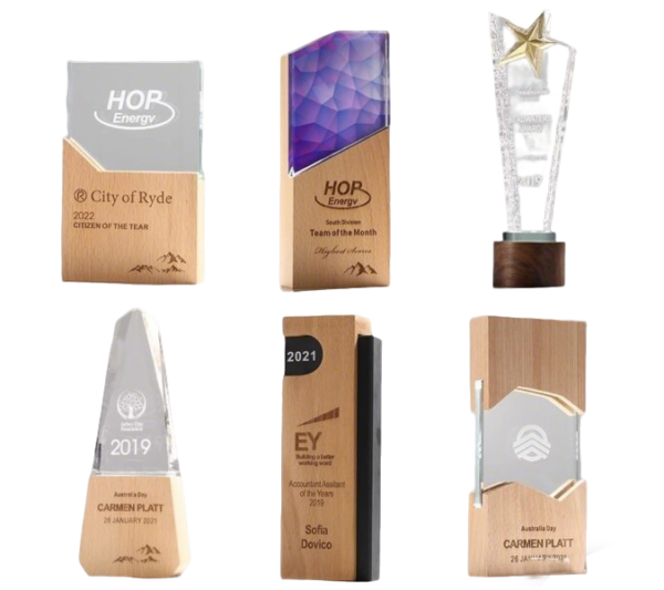 Crystal trophy creation, creative solid wood trophy, authorization plaque, wooden award for outstanding employees, honorary award plaque, commemorative keepsake