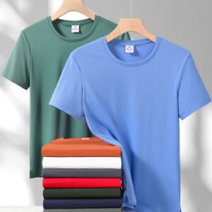 Customized Ice Silk T-shirt, Nylon Cooling Men's Sweat-Absorbing Breathable Pullover, Summer Short Sleeve Cultural Shirt Advertising Shirt.